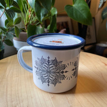 Load image into Gallery viewer, Snowflake Enamel Ware Mug + Candle