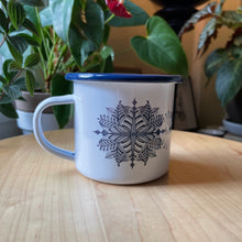 Load image into Gallery viewer, Snowflake Enamel Ware Mug + Candle