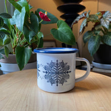 Load image into Gallery viewer, Snowflake Enamel Ware Mug + Candle