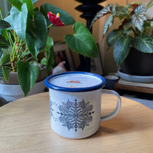 Load image into Gallery viewer, Snowflake Enamel Ware Mug + Candle
