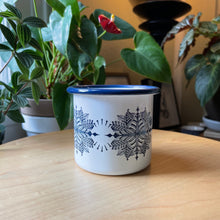 Load image into Gallery viewer, Snowflake Enamel Ware Mug + Candle
